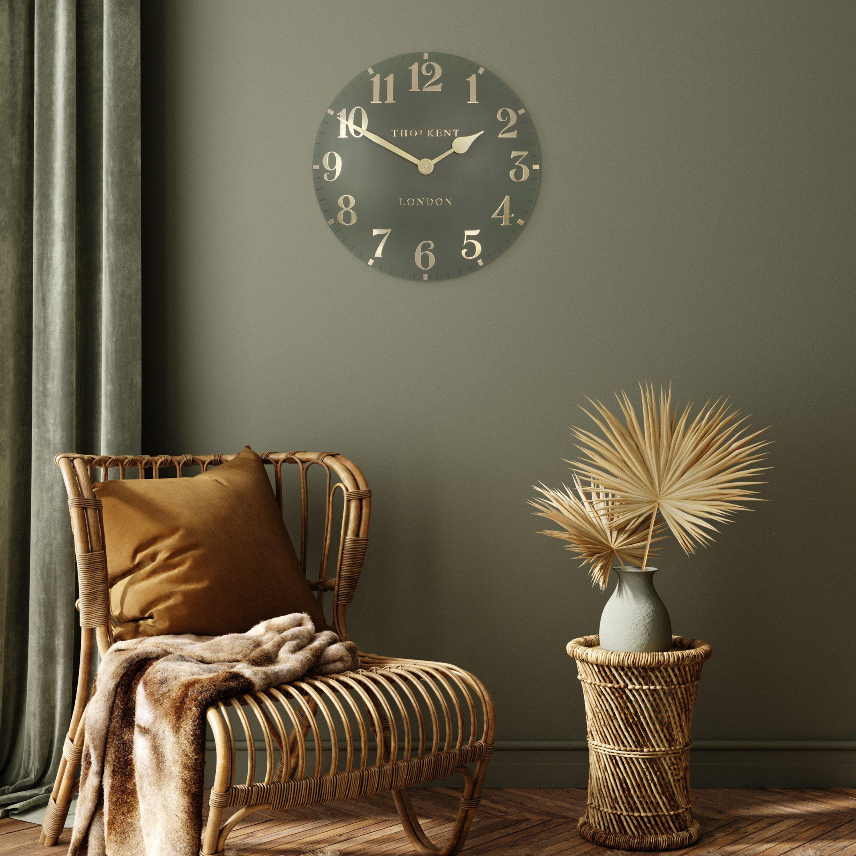 Arabic Lichen Green Wall Clock 20"